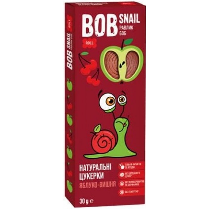 Натуральные конфеты Bob Snail Яблоко-вишня, 30 г - 
